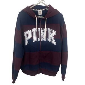 Pink Victoria’s Secret hoodie full zipper size small